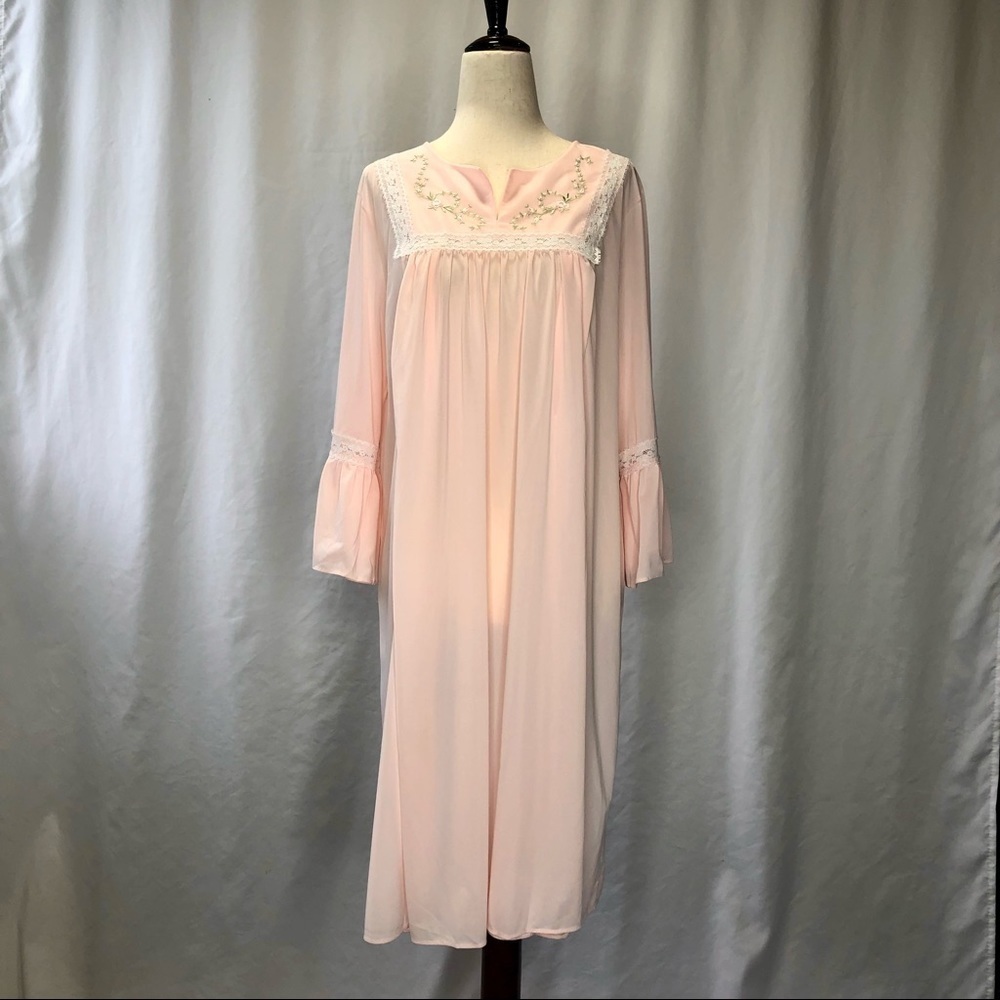 Vintage Shadowline sheer nursing nightgown nightie pink M